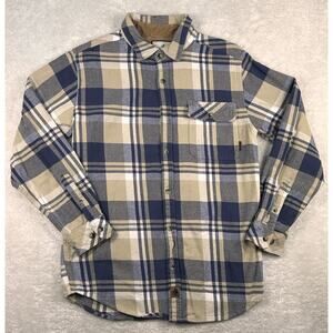 Legendary Whitetails Flannel Shirt Men Med Blue Plaid Buck Camp Button Up